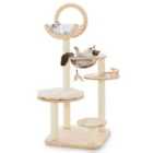 COSTWAY 4-in-1 Large Wooden Cat Tower with Space Capsule Nest and Sisal Scratching Posts