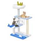 COSTWAY Ocean-themed Cat Tree with Scratching Posts and Hanging Toys-Blue