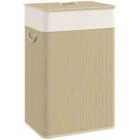 HOMCOM Laundry Hamper with Removable Washable Liner Bag, Nature Wood Finish