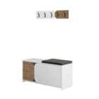 Decortie Shoe Bench Storage With Wall-mounted Coat Rack Metal Hooks 37X104.9X52Cm Particleboard White, Dark Oak Effect