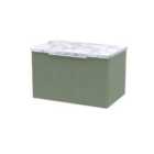 Hudson Reed Fluted 600Mm Wall Hung Single Drawer Vanity & Laminate Worktop - Satin Green