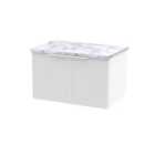 Hudson Reed Fluted 600Mm Wall Hung Single Drawer Vanity & Laminate Worktop - Satin White