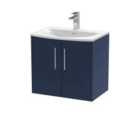 Hudson Reed Juno 600Mm Wall Hung 2-door Vanity & Basin 4 - Midnight Blue