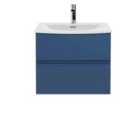 Hudson Reed Urban Wall Hung 2 Drawer Vanity Unit With Curved Basin 600Mm - Satin Blue