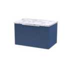 Hudson Reed Fluted 600Mm Wall Hung Single Drawer Vanity & Laminate Worktop - Satin Blue