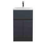 Hudson Reed Urban Floor Standing 2 Door 1 Drawer Vanity & Mid-edge Ceramic Basin, 500Mm - Soft Black