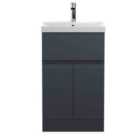 Hudson Reed Urban Floor Standing 2 Door 1 Drawer Vanity & Thin-edge Ceramic Basin, 500Mm - Soft Black