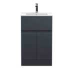 Hudson Reed Urban Floor Standing 2 Door 1 Drawer Vanity & Minimalist Ceramic Basin, 500Mm - Soft Black