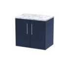 Hudson Reed Juno 600Mm Wall Hung 2-door Vanity & Laminate Worktop - Midnight Blue