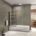 Aica Bathrooms Matt Black Pivot Bath Shower 6Mm Screen Tempered Glass Panel 800X1400Mm