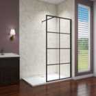 Aica Bathrooms 760X1850Mm Matt Black Walk In Wet Room Shower Enclosure Cubicle Nano 8Mm Glass Screen
