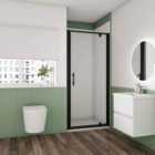 Aica Bathrooms 800X1850Mm Matt Black Pivot Shower Enclosure Glass Screen Door