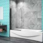 Aica Bathrooms 800X1400Mm Pivot Matt Black Shower Enclosure Bath Shower Screen Glass Door Panel