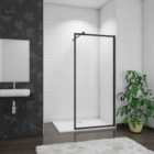Aica Bathrooms 700X1950Mm Matt Black Walk In Wet Room Shower Screen Panel 8Mm Easy Clean Glass