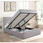 Kosy Koala Ottoman Storage Gaslift Bed 4Ft6 Double Grey Velvet With 4Ft6 Memory Foam Mattress Bedroom Furniture