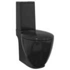 vidaXL Ceramic Toilet Back Water Flow Black