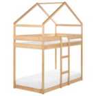 Beliani Bunk Bed House Pine Wood Labatut 90 X 200 Cm Eu Single Light Brown