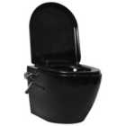 Vidaxl Wall Hung Rimless Toilet With Bidet Function Ceramic Black