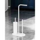 Showerdrape Aspen White 3 in 1 Toilet Roll & Brush Combo