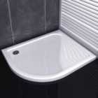 Aica Bathrooms 900X760Mm Quadrant Shower Base White Stone Tray+waste Trap Left Entry