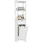 HOMCOM Slim Bathroom Storage Unit with Tilt-Out Laundry Cabinet Drawer White