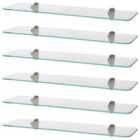 Rounded Floating Glass Bathroom Shelves - 60Cm - Clear/Gold - Pack Of 6