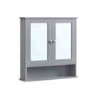 Vasagle Wall Cabinet With 2 Mirrored Doors And Open Compartment,dove Grey