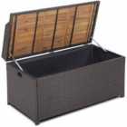 Costway 170L Outdoor Storage Bench Mix Brown Rattan Storage Container