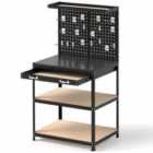 Costway 81 x 41 CM Workbench with Pegboard and Drawer and Shelves-Black