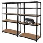 Harbour Housewares 2Pc 5-tier Steel Garage Shelving Units Set - 90 X 40 X 180Cm - Matt Black