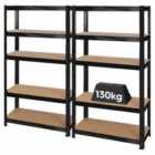 Harbour Housewares 2Pc 5-tier Steel Garage Shelving Units Set - 75 X 30 X 150Cm - Matt Black