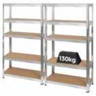 Harbour Housewares 2Pc 5-tier Steel Garage Shelving Units Set - 75 X 30 X 150Cm - Galvanised
