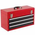 Costway Portable Steel Tool Box with 3 Drawers and Top Storage Tray-Red & Black