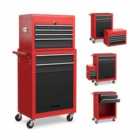 Costway Detachable Tool Storage Cabinet with 4 Hooks and Wheels-Black & Red