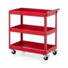 Costway 3 Shelf Rolling Metal Utility Cart with Ergonomic Handle-Red