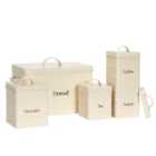 5 Piece Vintage Metal Kitchen Canisters Set - Cream