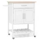 Costway Rolling Kitchen Island Cart with Drawer and 2-Door Storage Cabinet-White