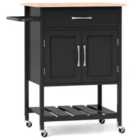 Costway Rolling Kitchen Island Cart with Drawer and 2-Door Storage Cabinet-Black