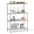 Costway Bakers Rack on Wheels with Adjustable Shelves and Shelf Liner-Silver