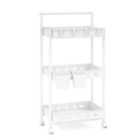 Costway 3-Tier Rolling Storage Cart with 2 Hanging Cups and 4 Hooks-White