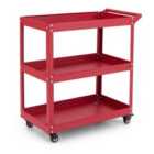 Costway 3-Tier Rolling Tool Cart with 4 Universal Wheels with 2 Brakes-Red