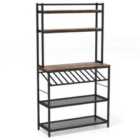 Costway 6-Tier Kitchen Baker?s Rack with Wine Storage-Brown