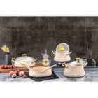 Rozi Dora Collection 7-Piece Non-Stick Granite Cookware Set (Cream)