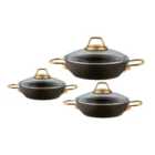 Rozi Alya Collection 6-Piece Non-Stick Granite Saute Pan Set (Black Colour)
