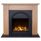 Adam Burlington Electric Fireplace Suite in Oak & Charcoal Grey, 44 Inch