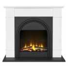 Adam Chesterfield Electric Fireplace Suite in White & Charcoal Grey, 44 Inch