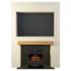 Acantha Pre-Built Stove Media Wall 2 with TV Recess & Woodhouse Electric Stove in Black