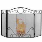 Costway 3-Panel Folding Metal Fireplace Screen with Leaves Decoration