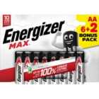 Energizer Max Alk AA Batteries 6 plus 2