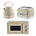 Ariete Vintage Dome Kettle, 4 Slice Toaster & Microwave Cream